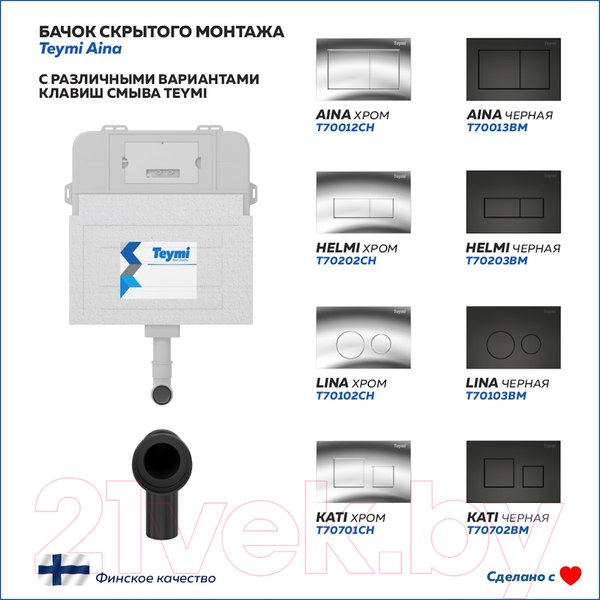 Изображение товара Смывной бачок скрытого монтажа Teymi Aina / T70012
