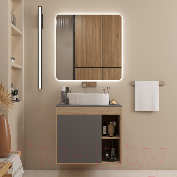 Изображение товара Тумба под умывальник Teymi Nura 70 / T60530 (дуб эврика/графит матовый)