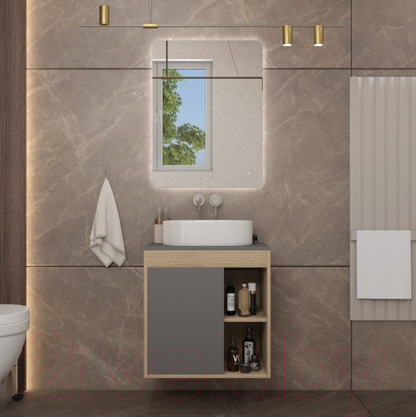 Изображение товара Тумба под умывальник Teymi Nura 60 / T60529 (дуб эврика/графит матовый)