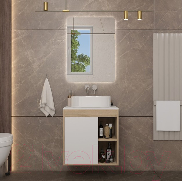 Изображение товара Тумба под умывальник Teymi Nura 60 / T60527 (дуб эврика/белый матовый)