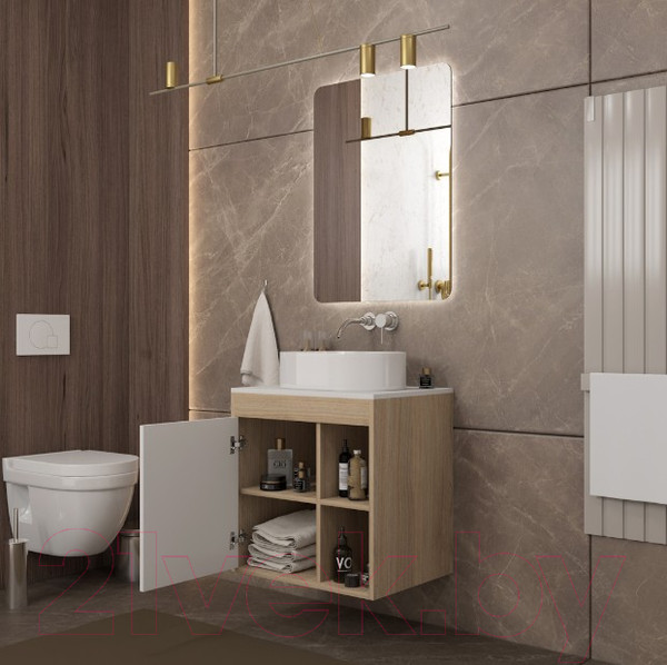 Изображение товара Тумба под умывальник Teymi Nura 60 / T60527 (дуб эврика/белый матовый)