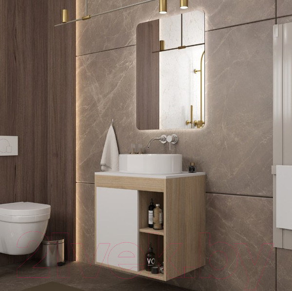 Изображение товара Тумба под умывальник Teymi Nura 60 / T60527 (дуб эврика/белый матовый)