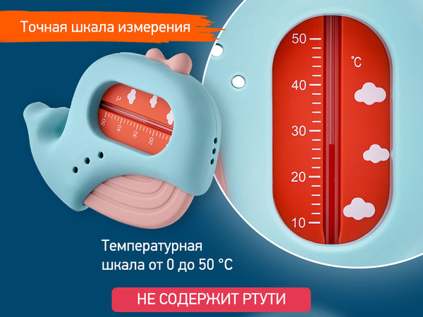 Изображение товара Детский термометр для ванны ROXY-KIDS Кит / RWT-007-P (голубой/розовый)