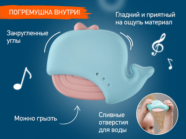 Изображение товара Детский термометр для ванны ROXY-KIDS Кит / RWT-007-P (голубой/розовый)