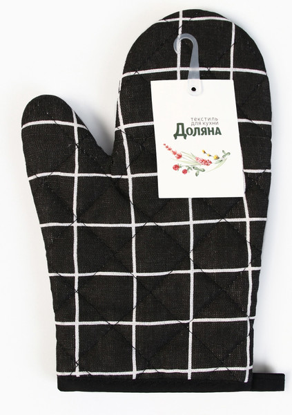 Изображение товара Рукавица-прихватка Доляна Клетка / 5395334 (черный)