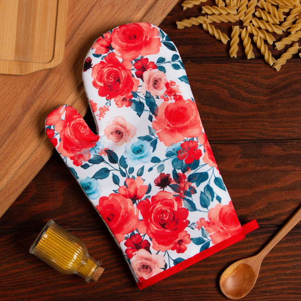 Изображение товара Рукавица-прихватка Доляна Розы / 9241967