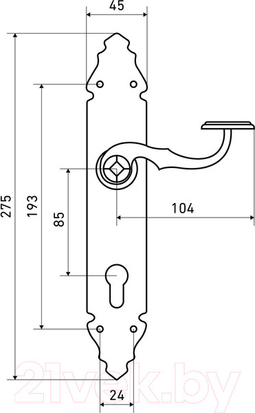 Изображение товара Ручка дверная Аллюр РН-57Z 85мм BL (матовый черный)