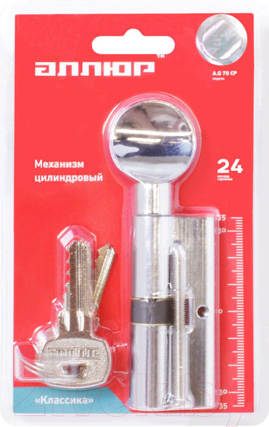 Изображение товара Цилиндровый механизм замка Аллюр Blister A.G 70-6К CP (хром)