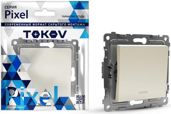 Изображение товара Выключатель Tokov Electric Pixel TKE-PX-V1I-C02 (бежевый)