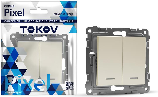 Изображение товара Выключатель Tokov Electric Pixel TKE-PX-V2I-C02 (бежевый)