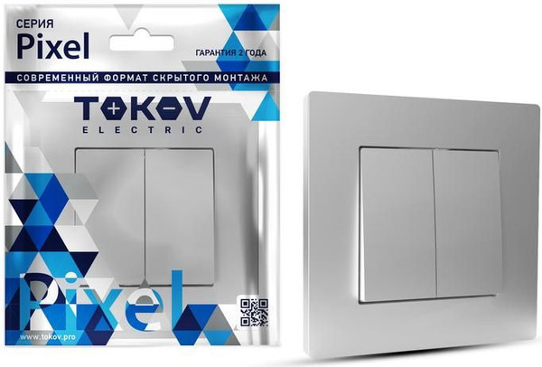 Изображение товара Выключатель Tokov Electric Pixel TKE-PX-V2F-C03 (алюминий)