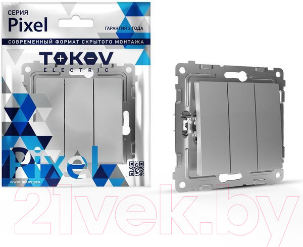 Изображение товара Выключатель Tokov Electric Pixel TKE-PX-V3-C03 (алюминий)