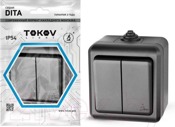 Изображение товара Выключатель Tokov Electric Dita TKL-DT-V2-C14-IP54 (карбон)