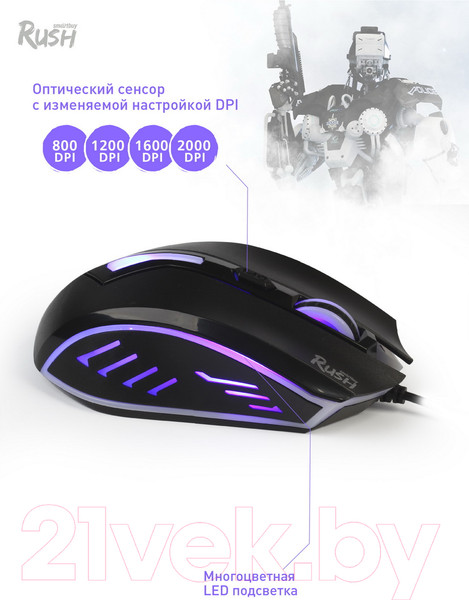 Изображение товара Мышь SmartBuy Rush 712 / SBM-712G-K (черный)