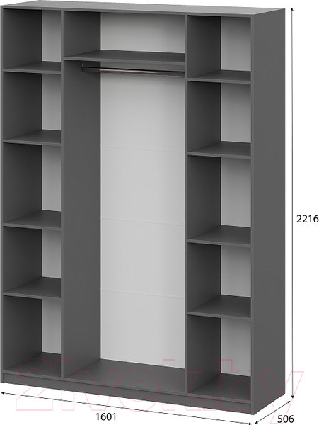 Изображение товара Шкаф Mio Tesoro ШК 5 1600 4-х створчатый (графит серый)