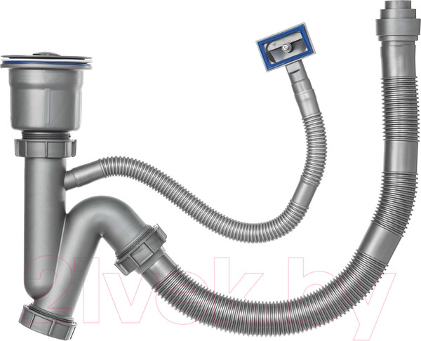 Изображение товара Мойка кухонная со смесителем Saniteco 6550-L + Spike F9S07011 (сатин, с сифоном, дозатором и коландером)