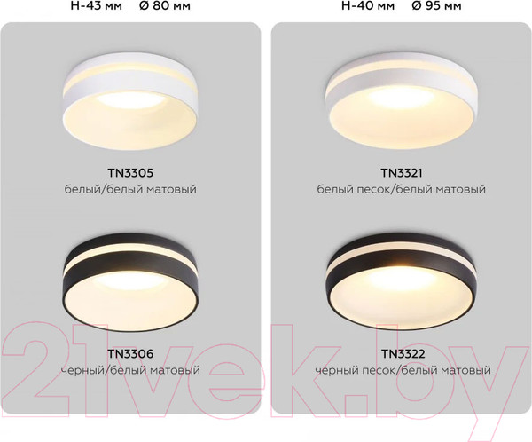 Изображение товара Точечный светильник Ambrella MR16 TN3306 BK/FR (черный/белый матовый)