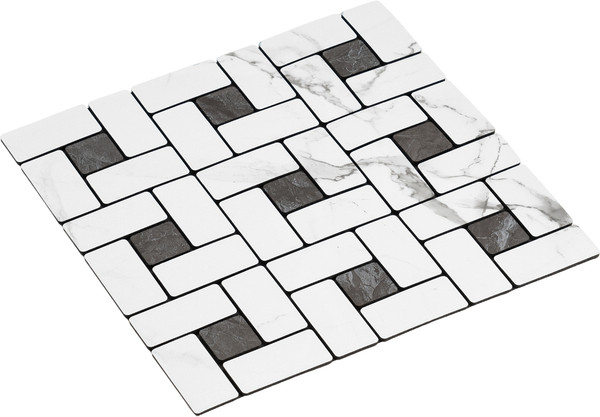 Изображение товара Панель ПВХ Самоклейкин Самоклеющаяся Плитка Белый мрамор Инь-Ян MPA-W01 (300x300x4мм)