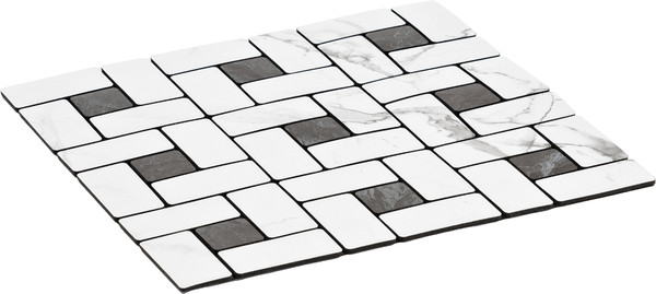 Изображение товара Панель ПВХ Самоклейкин Самоклеющаяся Плитка Белый мрамор Инь-Ян MPA-W01 (300x300x4мм)