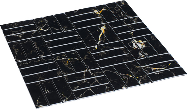 Изображение товара Панель ПВХ Самоклейкин Самоклеющаяся Плитка Черные руны MPR-BL01 (300x300x4мм)