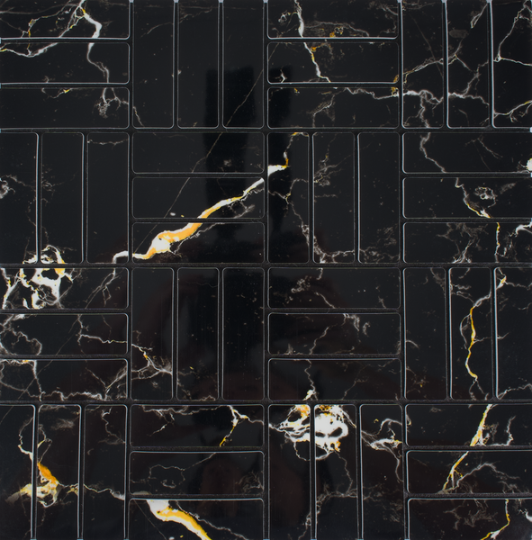 Изображение товара Панель ПВХ Самоклейкин Самоклеющаяся Плитка Черные руны MPR-BL01 (300x300x4мм)