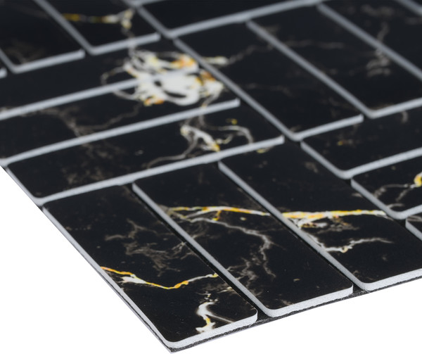 Изображение товара Панель ПВХ Самоклейкин Самоклеющаяся Плитка Черные руны MPR-BL01 (300x300x4мм)