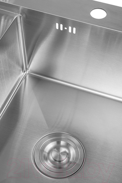 Изображение товара Мойка кухонная со смесителем Saniteco 6550-R + Spike F9S07011 (сатин, с сифоном, дозатором и коландером)