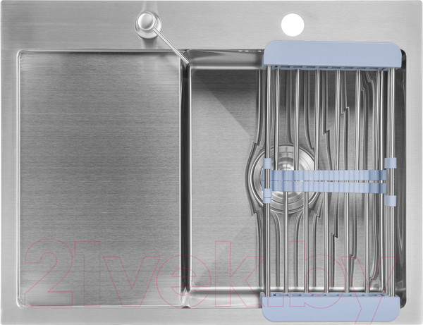 Изображение товара Мойка кухонная со смесителем Saniteco 6550-R + Spike F9S07011 (сатин, с сифоном, дозатором и коландером)