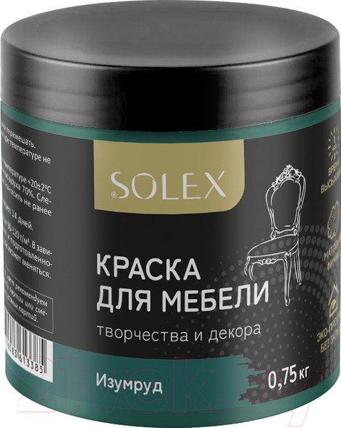 Изображение товара Краска Solex Для мебели (750г, изумруд)