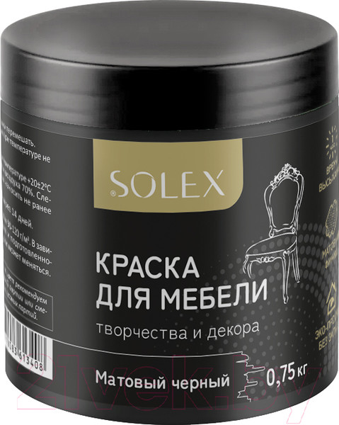 Изображение товара Краска Solex Для мебели (750г, черный матовый)