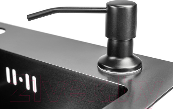 Изображение товара Мойка кухонная со смесителем Saniteco 5045 Nano + Spike F9S07000 (хром, с сифоном, дозатором и коландером)