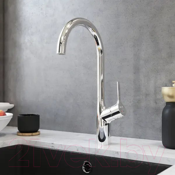 Изображение товара Мойка кухонная со смесителем Saniteco 6550-L + Spike F9S07000 (хром, с сифоном, дозатором и коландером)