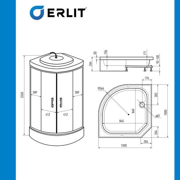 Изображение товара Душевая кабина Erlit ER351026-C3-RUS
