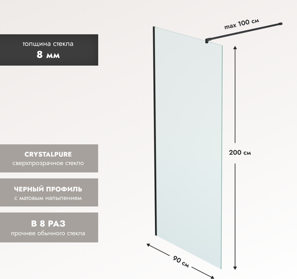 Изображение товара Душевая стенка Benetto BEN-602 BLC 90x200