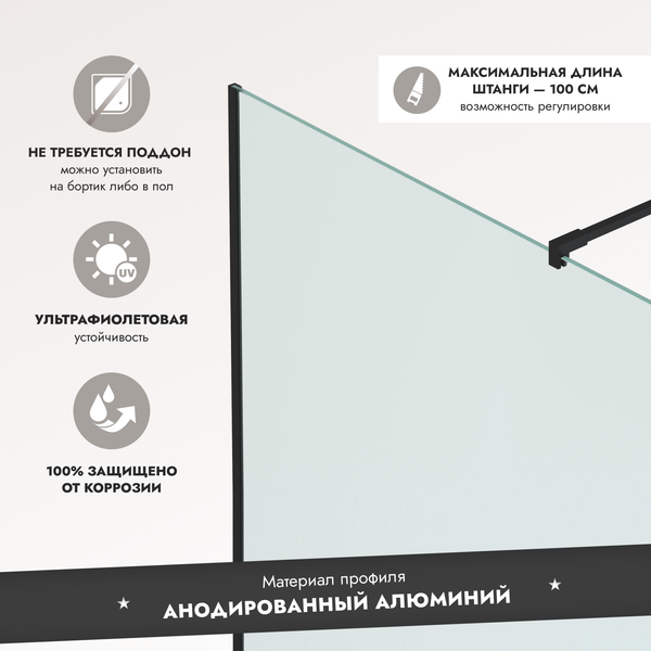 Изображение товара Душевая стенка Benetto BEN-602 BLC 90x200