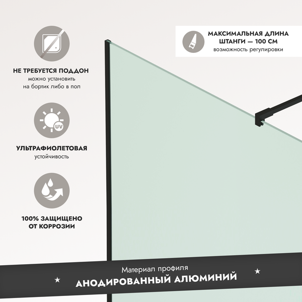 Изображение товара Душевая стенка Benetto BEN-602 BLM 90x200