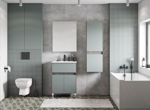 Изображение товара Шкаф-полупенал для ванной Акватон Форест / 1A278603FR9C0 (дуб рошелье/сумеречный голубой)