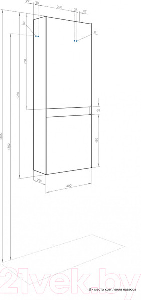 Изображение товара Шкаф-полупенал для ванной Акватон Форест / 1A278603FR4D0 (туманный серый)