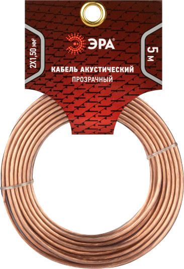 Изображение товара Кабель ЭРА Акустический 2x1.5мм2 / Б0059300 (5м, прозрачный)