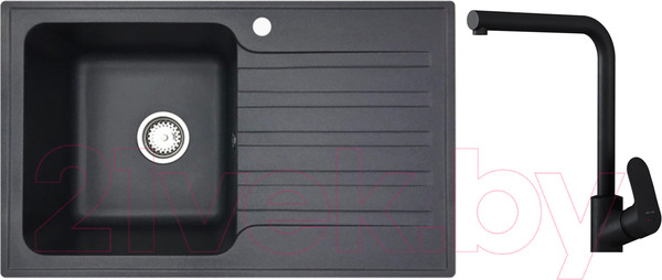 Изображение товара Мойка кухонная со смесителем БелЭворс Styl L + Like F8005022 (черный)