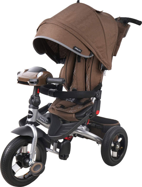 Изображение товара Трехколесный велосипед с ручкой Moby Kids Leader 360 12x10 Air Car / 649360 (темный шоколад)