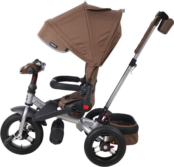 Изображение товара Трехколесный велосипед с ручкой Moby Kids Leader 360 12x10 Air Car / 649360 (темный шоколад)