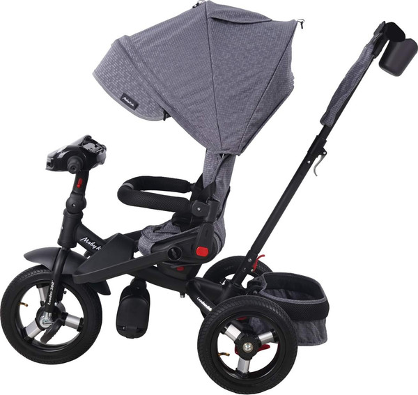 Изображение товара Трехколесный велосипед с ручкой Moby Kids Leader 360 12x10 Air Car / 649361 (графит)