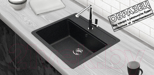 Изображение товара Мойка кухонная со смесителем Berge BR-5750 + Like F8007122 (черный)