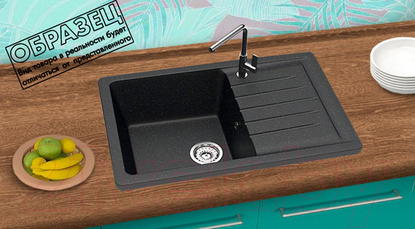 Изображение товара Мойка кухонная со смесителем Berge BR-7602 + Like F8007122 (черный)