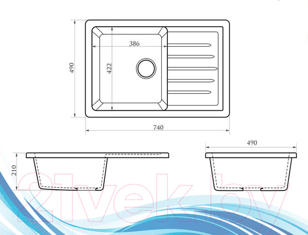 Изображение товара Мойка кухонная со смесителем Berge BR-7602 + Like F8007122 (черный)