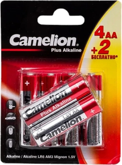 Изображение товара Комплект батареек Camelion Plus Alkaline 4+2 LR6 / 15308