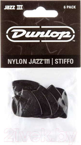 Изображение товара Набор медиаторов Dunlop Manufacturing 47P3S Black Stiffo Nylon Jazz III
