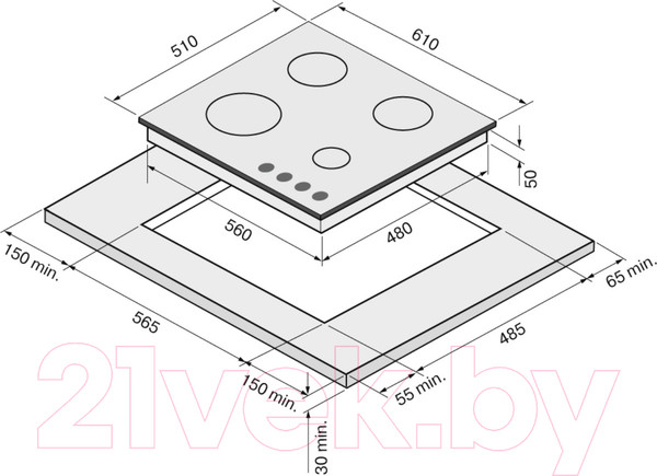 Изображение товара Газовая варочная панель Krona Mysterium gh 60 GR / КА-00007243