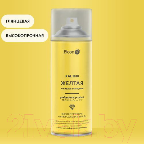 Изображение товара Эмаль Elcon Универсальная алкидная RAL 1018 (520мл, глянцевый желтый)